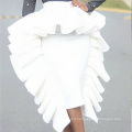 Fashion Summer Women White Skirt Ruffle Bodycon Slim Package Hip Club Night Party Wear Slim Lady Female Jupe Falda Drop Shipping